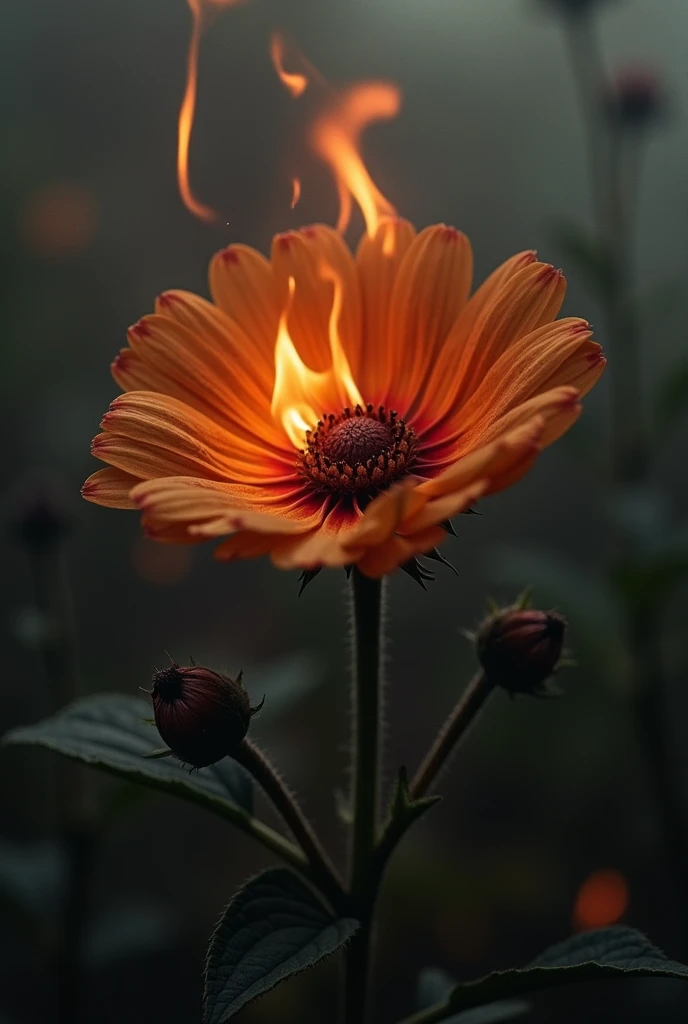 Estilo oscuro y melancólico: Wildflower to wildfire, the change is so swift,
From softness to fury, the winds start to lift.
Through smoke, through the heat, Ill hold onto whats true—
When the world burns around me, I’ll remember you.