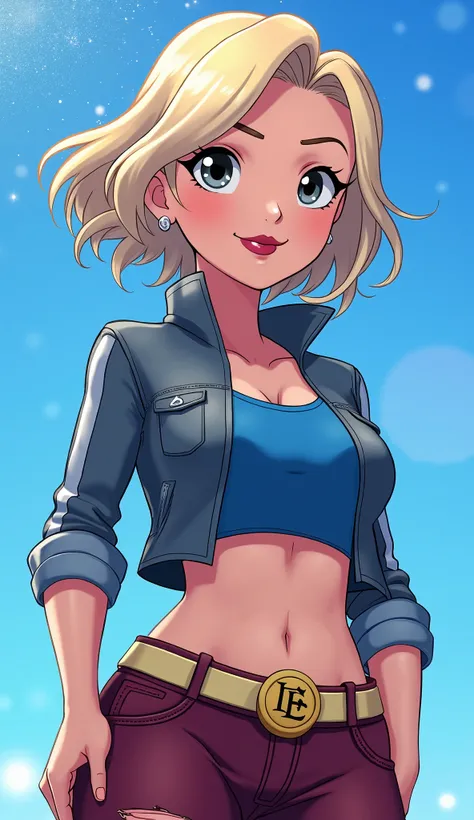 (Close up), ((Kara from DC Super Hero Girls 2019)), short blonde hair, Kara is an attractive, fair-skinned teenage Kryptonian with a muscular-yet-curvaceous figure, and short blonde hair with paler-colored streaks, cut into a messily  -styled bob cut with ...