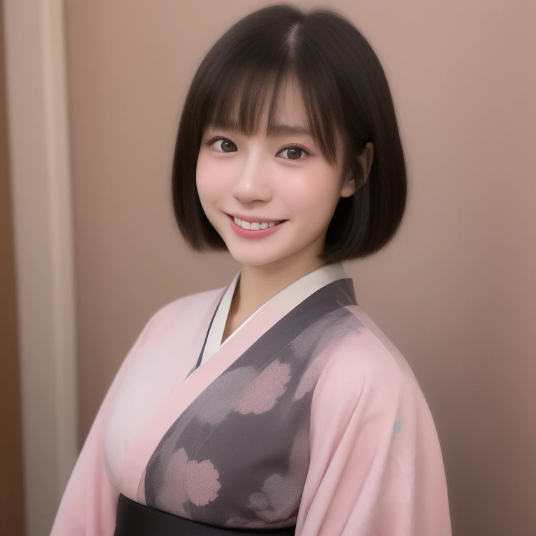 (kawaii 24 year-old Japanese girl, Nogizaka idol, Korean idol), healthy female athlete body, (glossy black hair, short bob, pixie cut, bangs:1.3), (rounded face, beautiful black eyes, single eyelid, no makeup:1.2), (big laughing, well whitened even teeth, ...