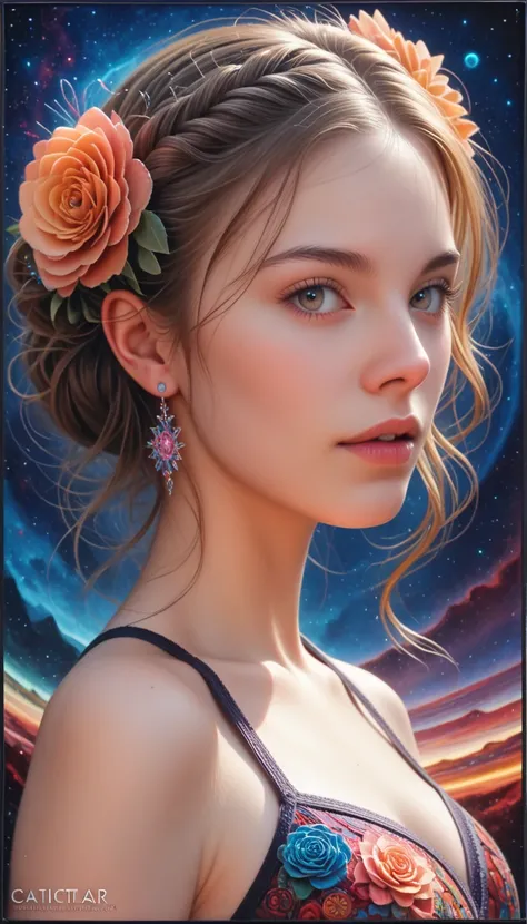 (masterpiece, top quality,  top quality ,  Official Art ,  beautiful、And aesthetic :1.2), ( 1 girl), upper body,  extremely detailed,( fractal art :1.3), colorful , best details 