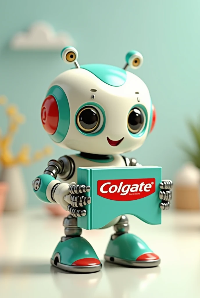 Cute robot with Colgate book