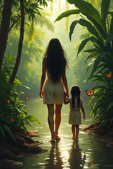  A young woman , of long, dark hair,  he walks through the dense rainforest that surrounds Macondo .  She wears a simple dress , Of linen or cotton , gently moving in the breeze.  The suns rays filter through the leaves ,  creating patterns of light and sh...