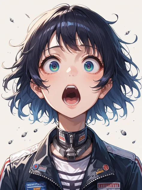 score_9, score_8_up, score_7_up,  source_Anime,
 surreal, 
 1 girl,Idol, Jet black hair,  shortcuts,  open your mouth slightly,A little surprise,   simple background, クローズup,  facing left 、 big eyes on left jaw