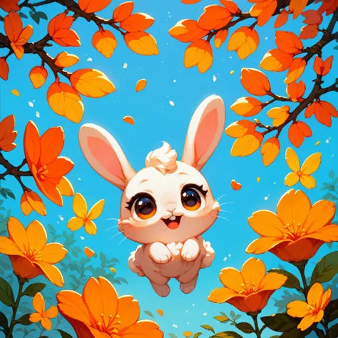 score_9, score_8_up, score_7_up, an adorable cute bunny, ambient spring, soft colors