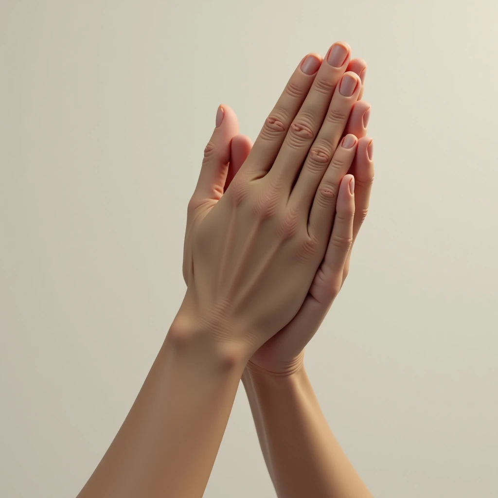 Create a photo of a pair of hands praying, side view, highly detailed, masterpiece 