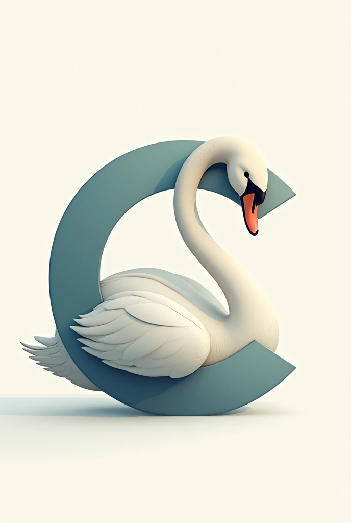 2D letter C and swan