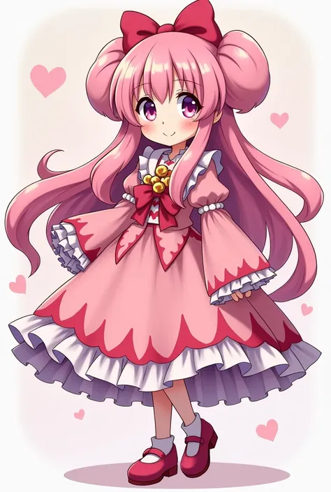 a cartoon girl in a pink dress with a pink bow, humanoid pink female squid girl, style of magical girl, loli in dress, anime girl named lucy, portrait of magical girl, art style of rune factory 5, full body adoptable, anime princess, , ((wearing aristocrat...