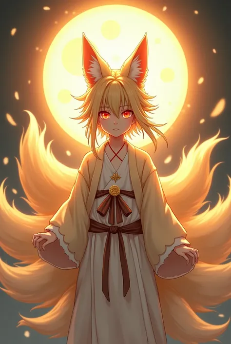 kitsune petit enfant garçon divin  manga blond avec le sharingan qui as neuf queues