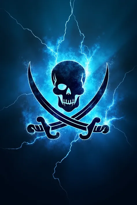 Make me a wallpaper with a whitebeard symbol in the middle and a darkblue electric background 