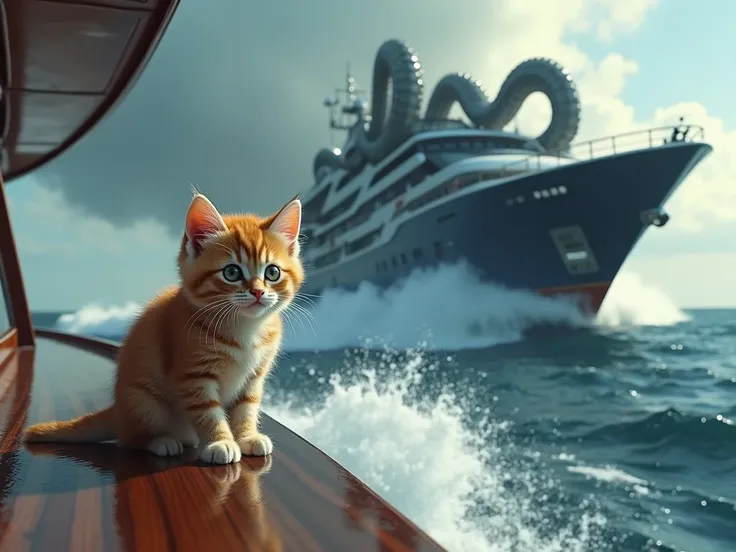 Kitten fishing、Big head、Rough Seas、Yacht、The catch was a Kraken