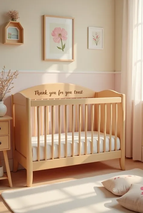 Crib with the message of Thank you for your trust