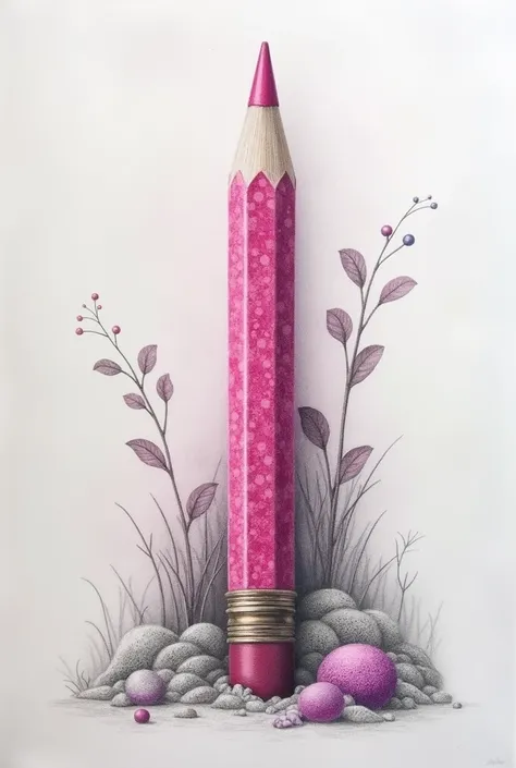 Pink sintered pencil drawing 