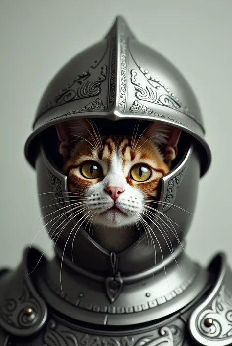 cat head with opened knight helmet