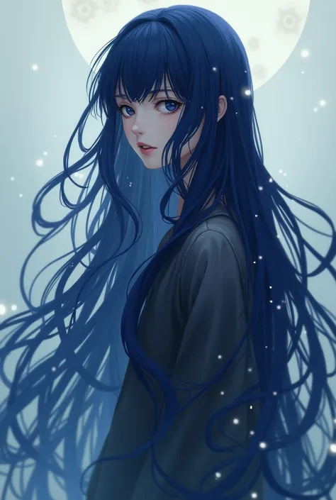 faceless anime girl navy blue long haired