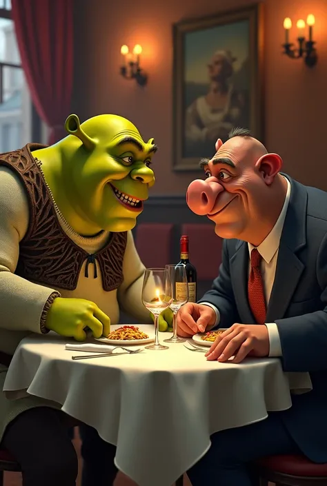 Shrek meeting John pork at bar ristorante martinelli