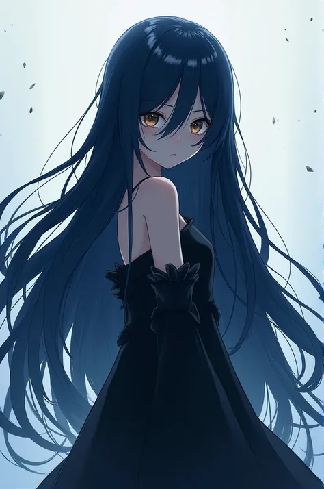 faceless navy blue long haired anime girl