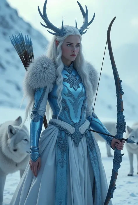 Goddess: Skadi, the Goddess of Winter and Hunting

"A highly detailed, ultra-HD 8k RAW cinematic portrayal of Skadi, the Norse goddess of winter, skiing, and hunting. Her piercing ice-blue eyes are sharp and predatory, set against her fair, frost-kissed sk...