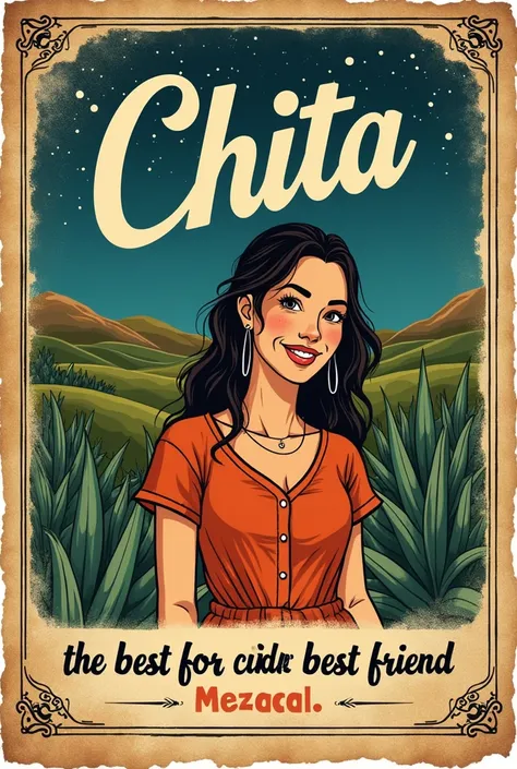 A rustic mezcal label called CHITA 
What does the label say the best mezcal for the best friend