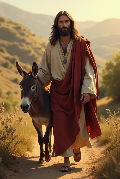 Ultra-realistic Jesus with his donkey
