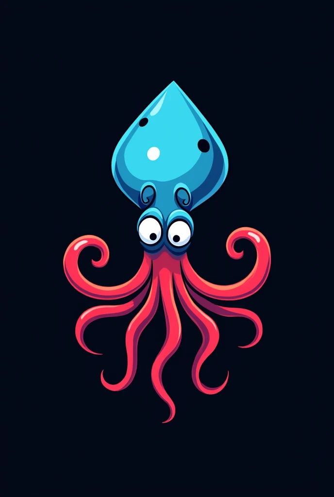 
 A squid logo (  of SpongeBob  )With black background(Very black  ) and blue center /red