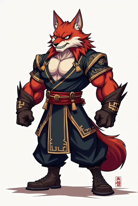 Make style drawing my mascot with Chinese clothes and a very badass fox mask I want to draw something