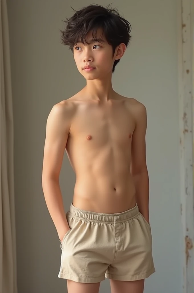 Teenager in boxer shorts