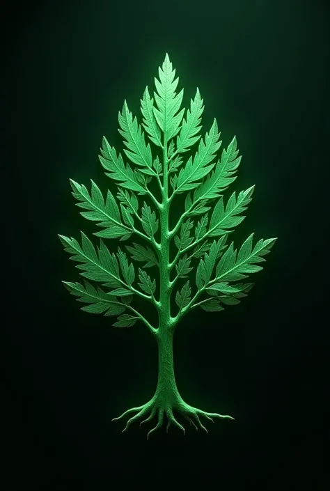   a close up of a green logo with a dark background,  an image inspired by Andor Basch  , ArtStation, arabesco,  tree ,  tree eal,  tree escent architecture, , h tree , herb, , aurora, Aragorn,  best in Adobe Stock ,  series altered carbon ,  tending in ar...