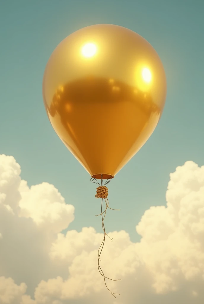 A GOLDEN BALLOON WITH A TIGHT KNOT