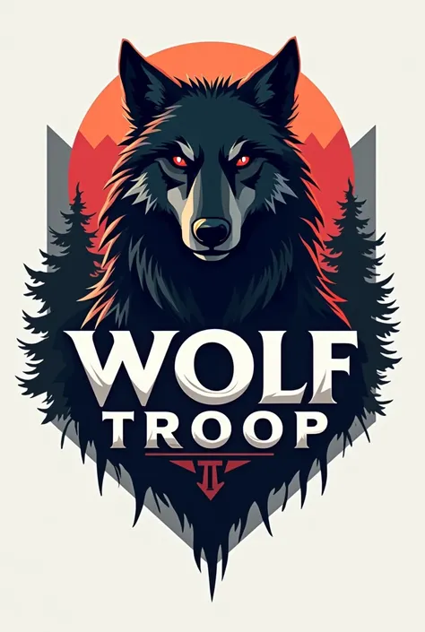 Logo with the name Wolf troop with a wolf in the back 