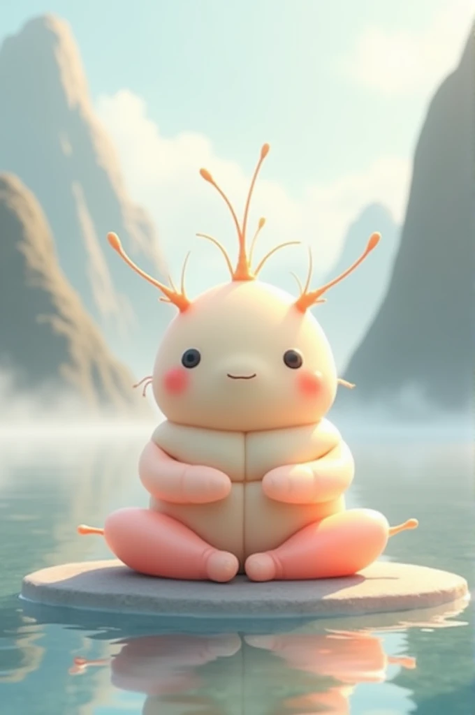 Mochi shrimp meditating