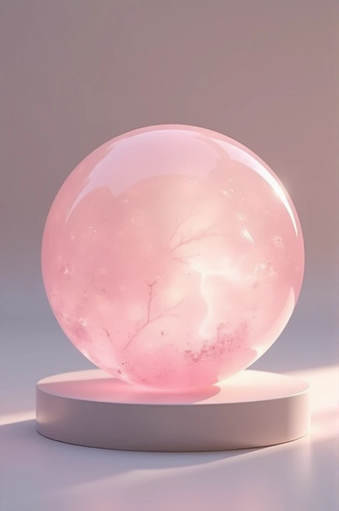 A rose-quartz with a circular shape