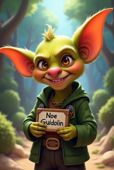 fai un goblin con una targhetta con scritto Noe Guidolin