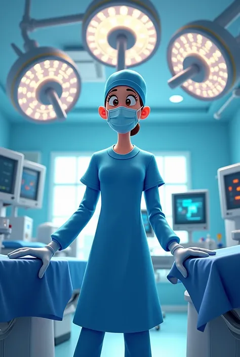 Doctor Anesthesiologist animated stylized image with operating room clothing that does not show the face from the side