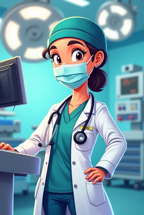 Anesthesiologist doctor animated stylized image with operating room clothes q