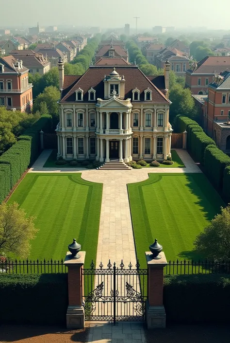 Beautiful house in the middle of a very large courtyard with fenced grass in a ghetto neighborhood 