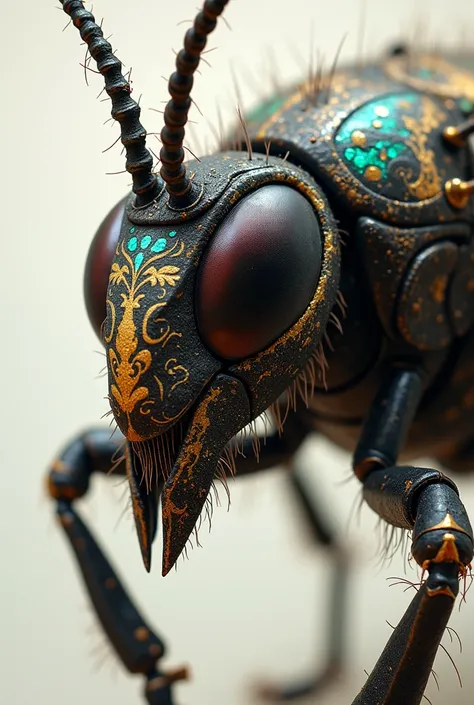 a close up of a drawing of a bug with a skeleton on it, concept art inspired by Aramenta Dianthe Vail, polycount contest winner, fantasy art, human structure bee concept art, intricate costume design, colored concept art, dark high-contrast concept art, de...