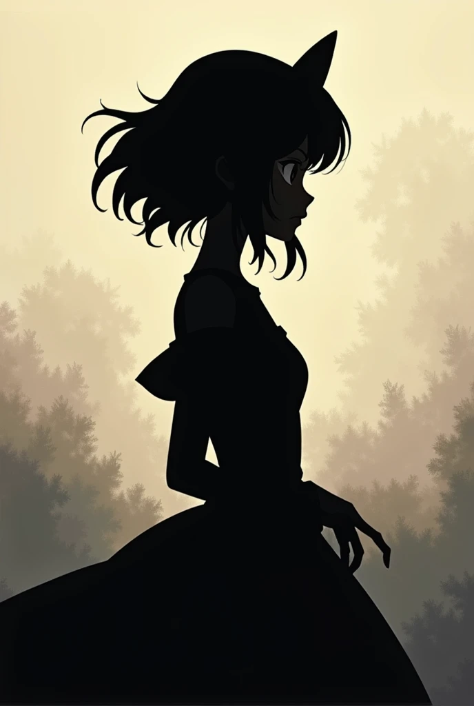 A silhouette of an anime girl for a Miss with Corona contest