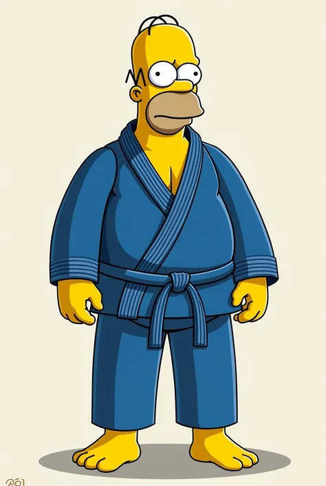 Homer Simpsons blue judoka dress with white stripe