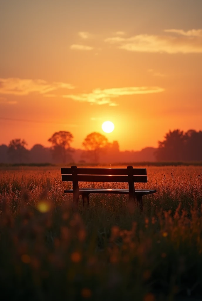 there is a bench sitting in the middle of a field, early morning sunrise, shot on nikon z9, during sunset, in the early morning, morning sunrise, the sun is setting, shot on canon eos r 5, shot on canon eos r5, during golden hour, evening sunset, early in ...