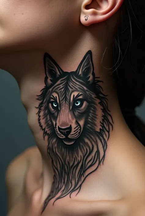 Animal tattoo on the neck with the meaning 