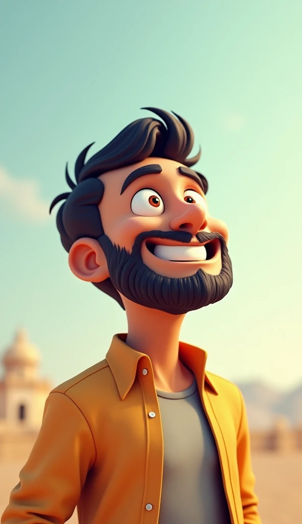 3D pixer cartoon pakistan
 The man looking up, smiling back with a slightly more hopeful expression.
