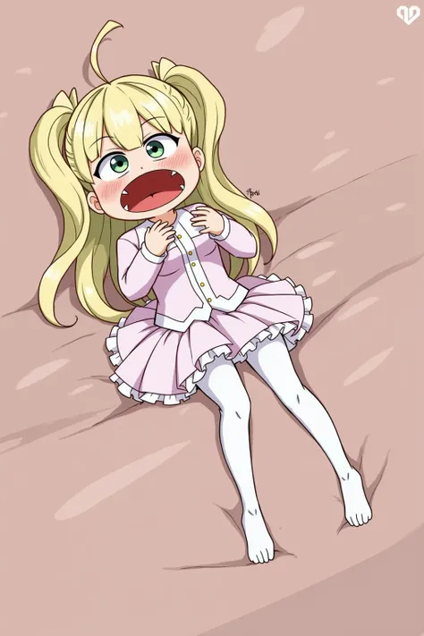 score_9, score_8 up, score_7 up, score_6 up, source_anime, anime_coloring, swallowing_whole, (swallowing_upper_body), throat bulge, same size, breasts, legs sticking out of her mouth, prey wearing white pantyhose and tutu