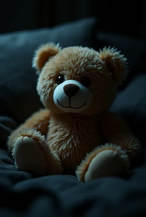 Amateur-quality photo of a teddy bear taken in the dark to show someone on WatsApp unique view 