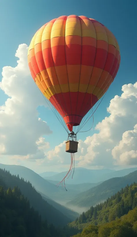 A hot air balloon in a rapid descent.