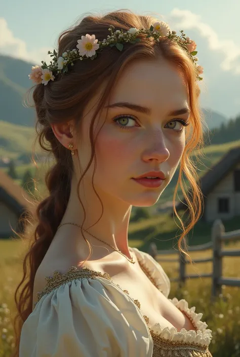 Exquisite dreamlike portrait of Sydney Sweeney Woman as a medieval peasant, por Peter Jackson, farm 