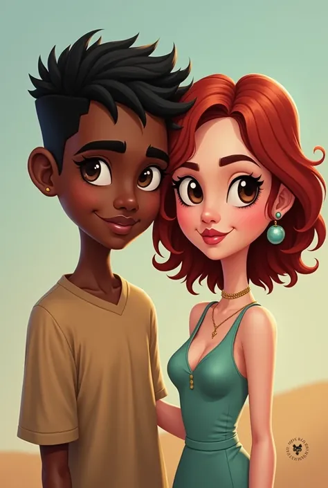   make me an image where Roberto is and I  ( Montse )  loving us .  Roberto is darker ,  has beautiful eyes with black hair ,  Short and straight , It is high, más que  Montse  ella mide 1.60 and the 1 .75 el se viste mucho de negro y  Montse  es blanca co...