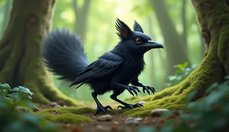 a mixture of a raven and a squirrel