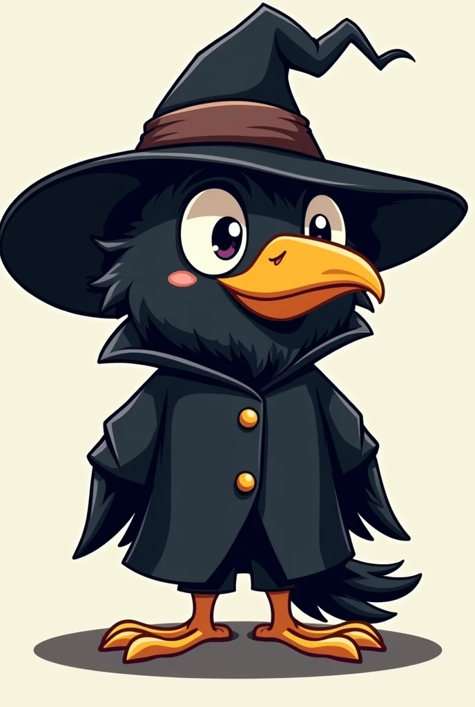 logo with cartoon style of a raven wearing black plague clothes