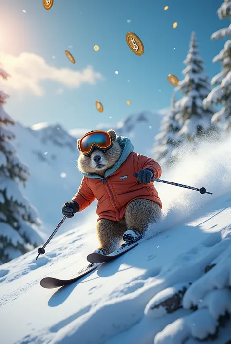 Groundhog skiing on crypto