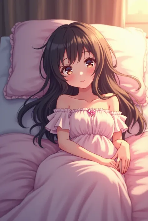 Anime girl laying in bed